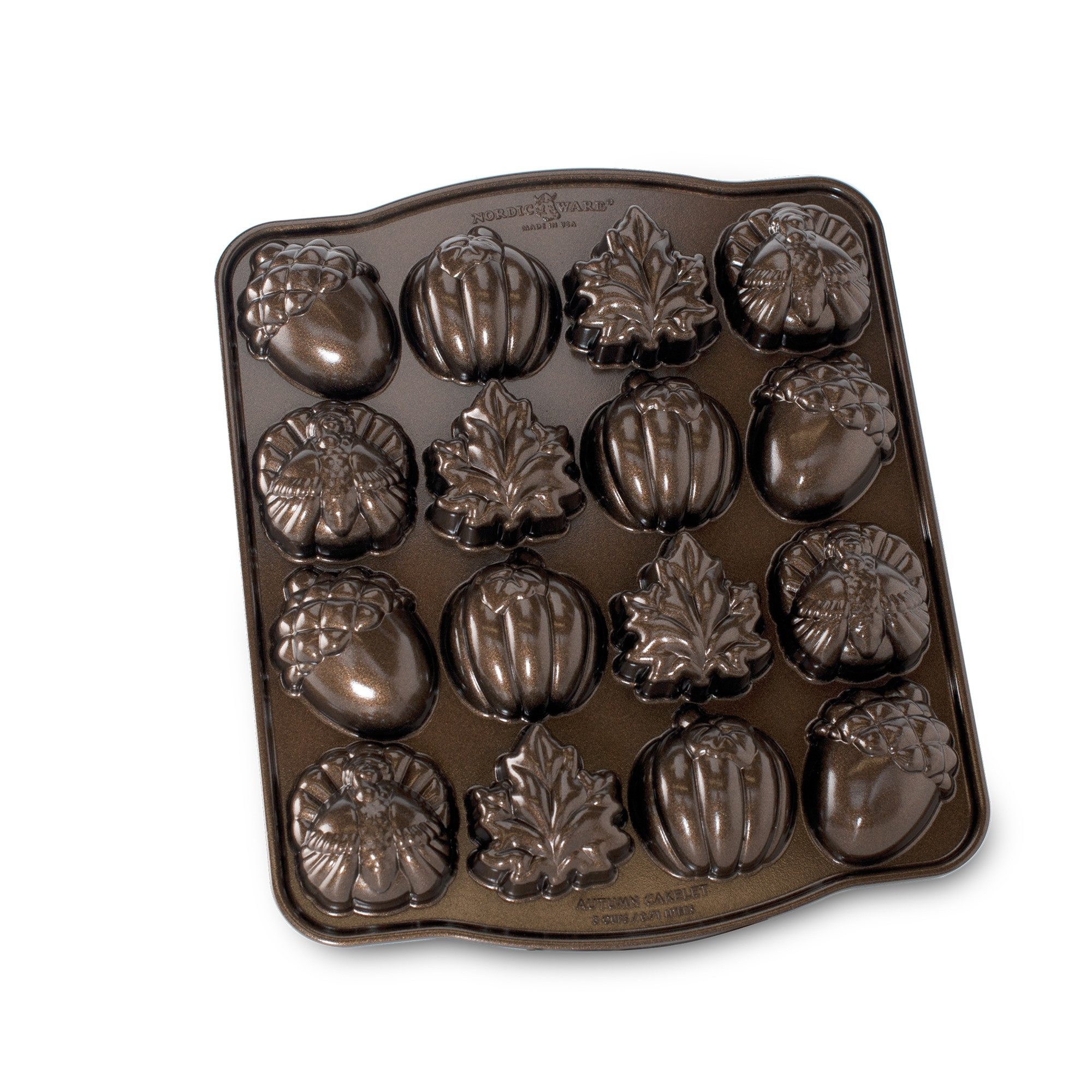 Moule à gâteau 16 mini gourmandises d'automne Bronze